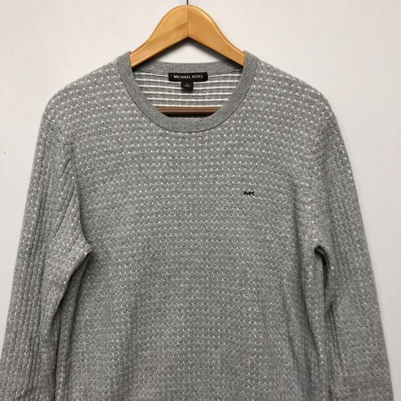 Michael Kors Men Long Sleeve Textured Cotton Knit Sweater Size Medium M123 -22 - Picture 9 of 13